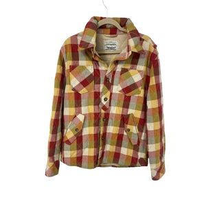 Levi’s red yellow plaid quilted shirt jacket